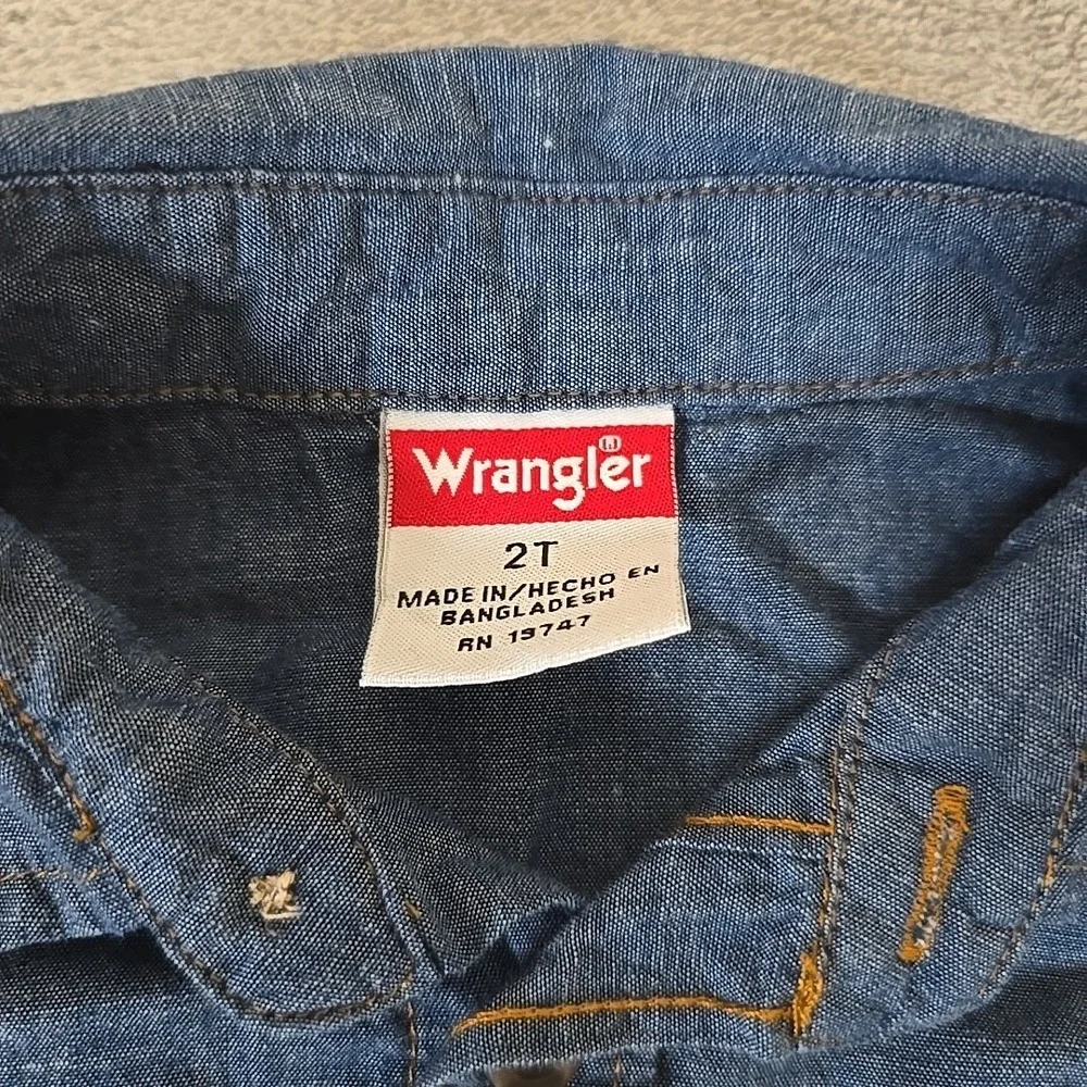 Wrangler Shirt And Jogger Boys 2T Chambray Shirt‎ Khaki Jogger Casual Outdoors
